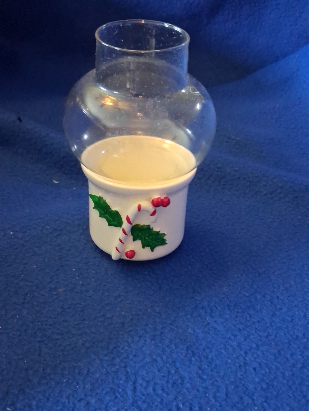 Festive Candy Cane Tea Light Holder - White